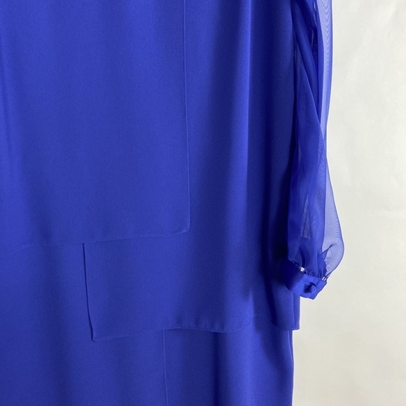 Vintage Ursula of Switzerland Layered Long Sleeve Satin Trim Evening Dress - Picture 9 of 16